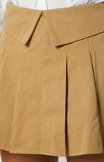 Haylen Tan Pleated Mini Skirt Image