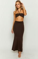 Haylo Chocolate Halter Crop Top Image