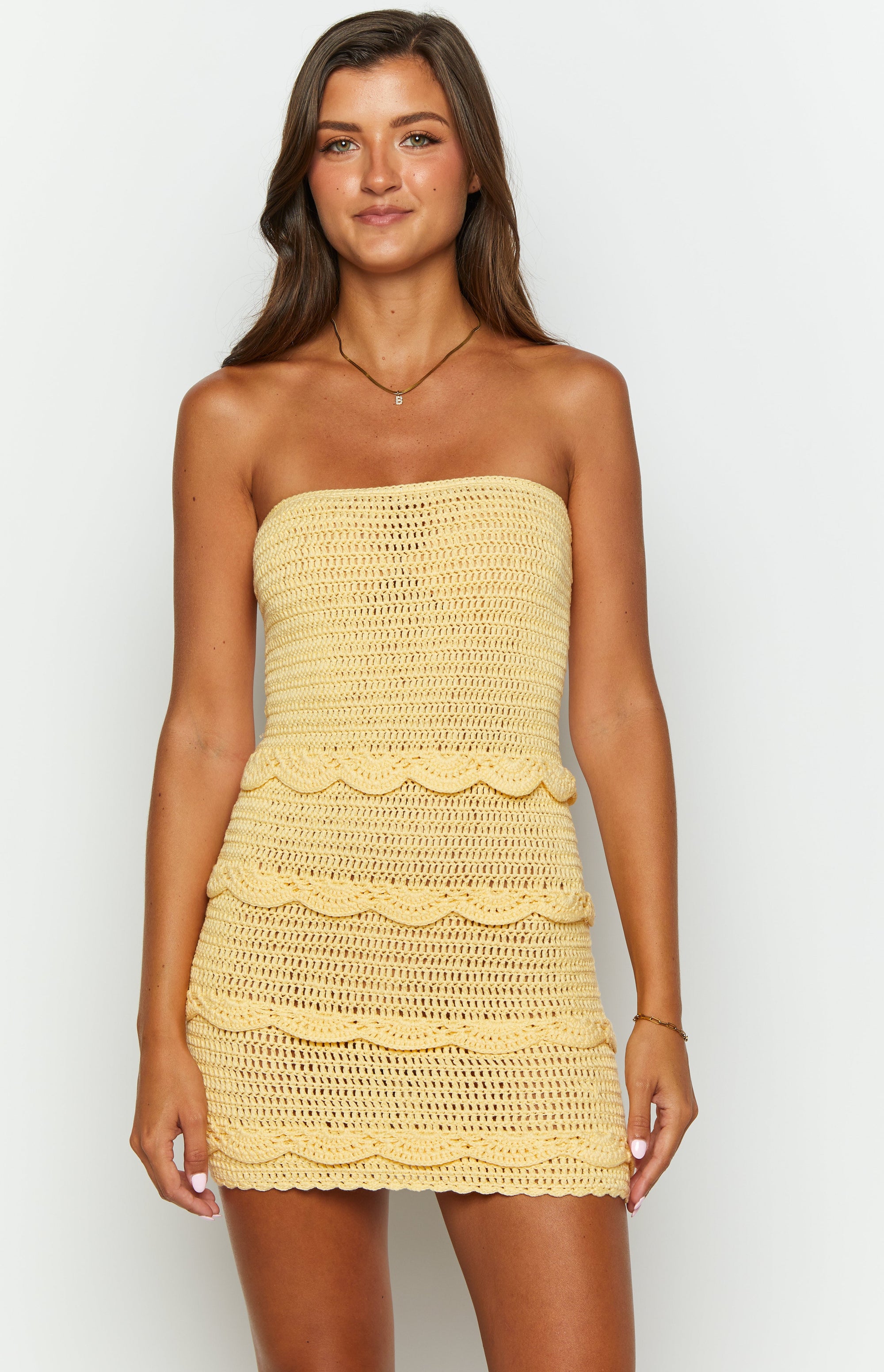 Hazeley Yellow Strapless Mini Dress Image