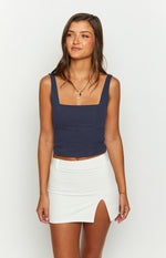 Headlines Navy Crop Top Image