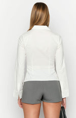 Helen White Fitted Long Sleeve Shirt Image