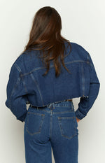 Helena Dark Wash Denim Cropped Jacket Image