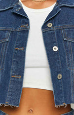 Helena Dark Wash Denim Cropped Jacket Image