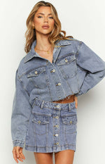 Helena Mid Wash Denim Cargo Mini Skirt Image