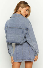 Helena Mid Wash Denim Cargo Mini Skirt Image