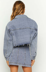 Helena Mid Wash Denim Cropped Jacket Image