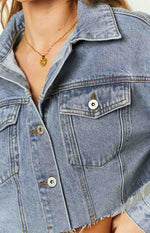 Helena Mid Wash Denim Cropped Jacket Image