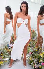 Hendry White Knit Strapless Midi Dress Image