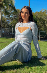 Here With Me Blue Lace Cami and Shrug Set Image