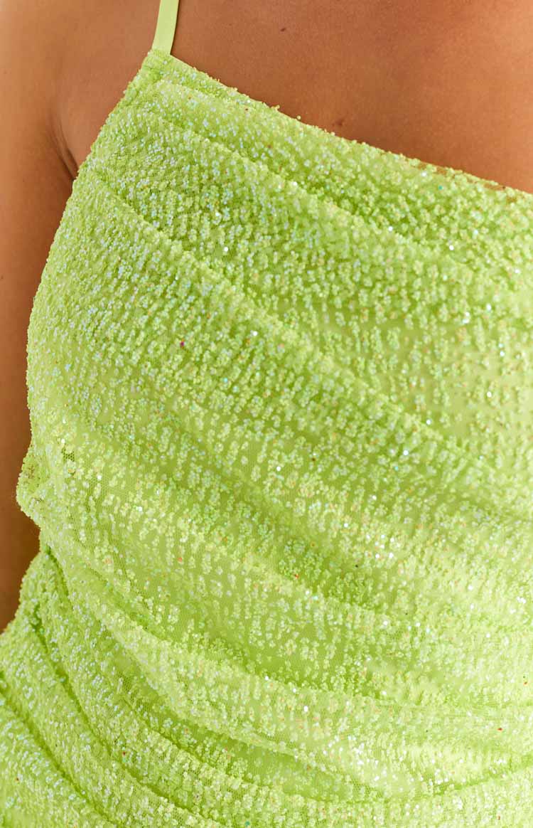 Honest Lime Sparkle Mini Dress Image