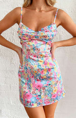 Honey Pink Floral Print Mini Dress Image