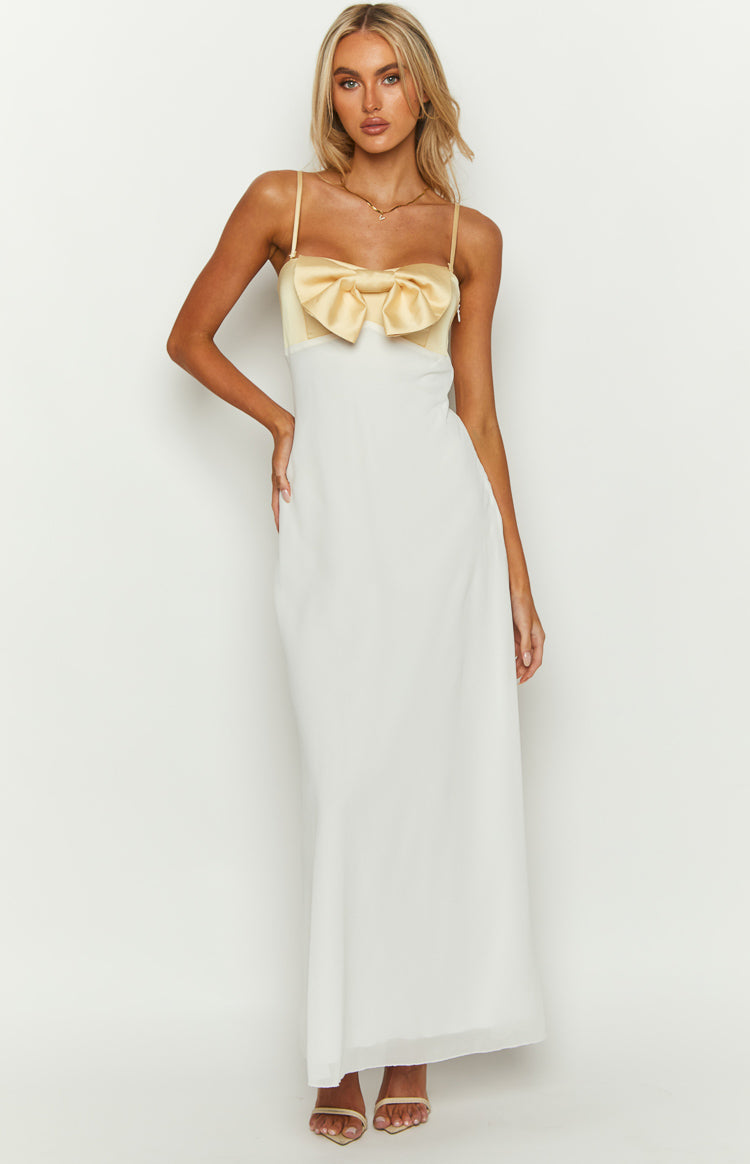 Honeydew Yellow Bow Maxi Dress Image