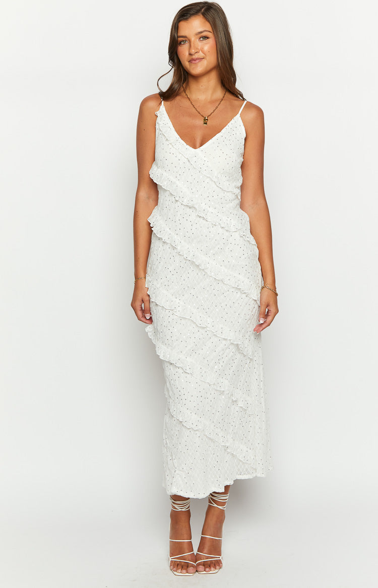 Hudson White Ruffle Maxi Dress Image