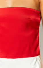 Ibiza Red Satin Strapless Top Image