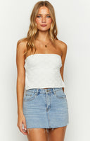 Ibiza White Lace Strapless Top