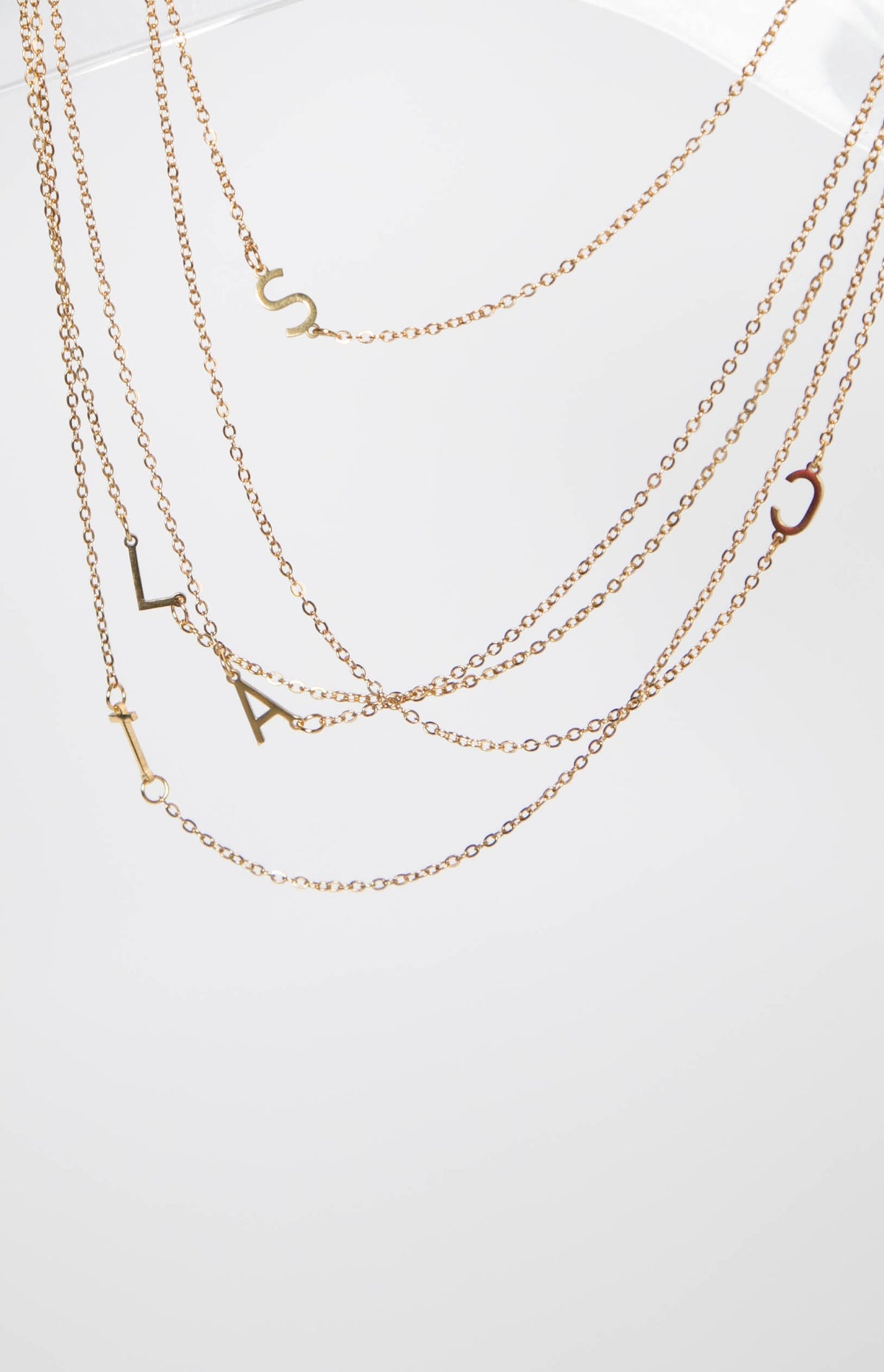 Icy Elegance Gold Stainless Steel Initial Necklace Image