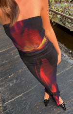 Imogen Black Blurred Tulip Print Maxi Dress Image