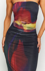 Imogen Black Blurred Tulip Print Maxi Dress Image