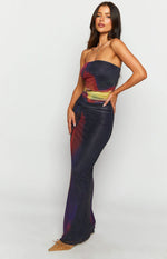 Imogen Black Blurred Tulip Print Maxi Dress Image