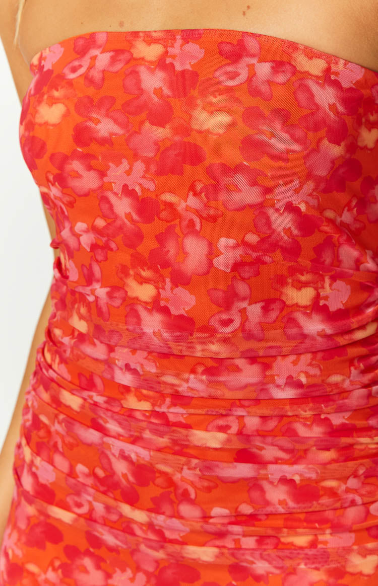 Imogen Orange Floral Print Maxi Dress Image