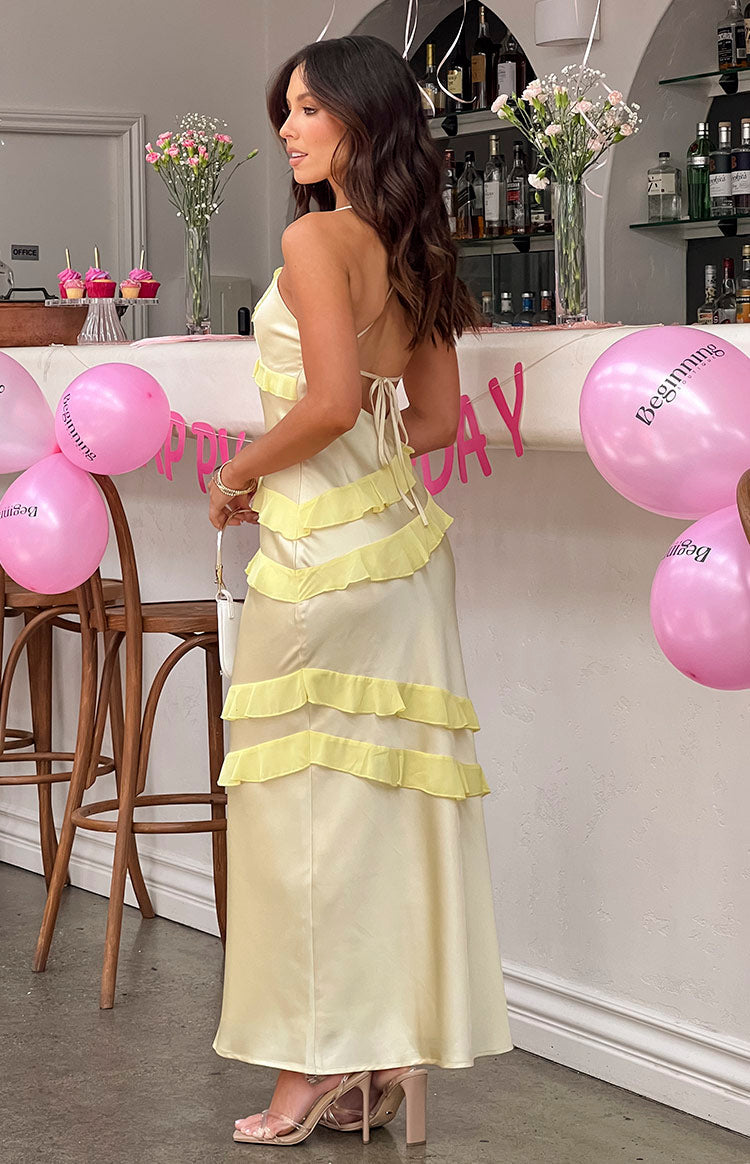 Inara Yellow Ruffle Maxi Dress Image