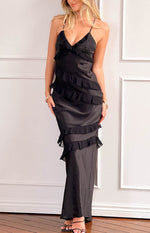 Inara Black Ruffle Maxi Dress Image