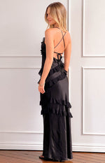 Inara Black Ruffle Maxi Dress Image