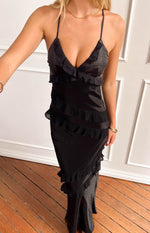 Inara Black Ruffle Maxi Dress Image