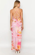 Inara Light Pink Floral Print Ruffle Maxi Dress Image