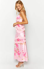 Inara Pink Floral Print Ruffle Maxi Dress Image