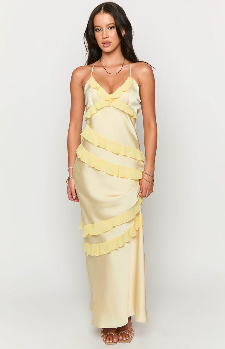 Inara Yellow Ruffle Maxi Dress