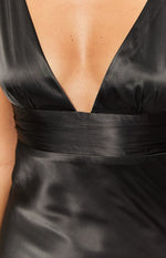 Indy Black Satin Mini Dress Image