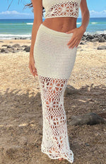 Indio White Crochet Maxi Skirt Image