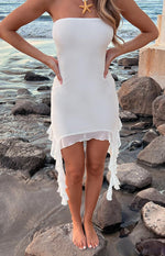 Iris White Ruffle Mesh Mini Dress Image