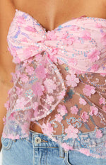 Isabella Pink Sequin Strapless Top Image