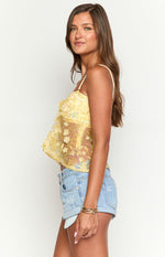 Isabella Yellow Sequin Strapless Top Image