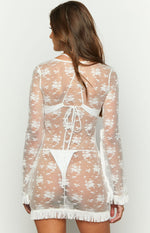 Isabelli White Lace Long Sleeve Mini Dress Image