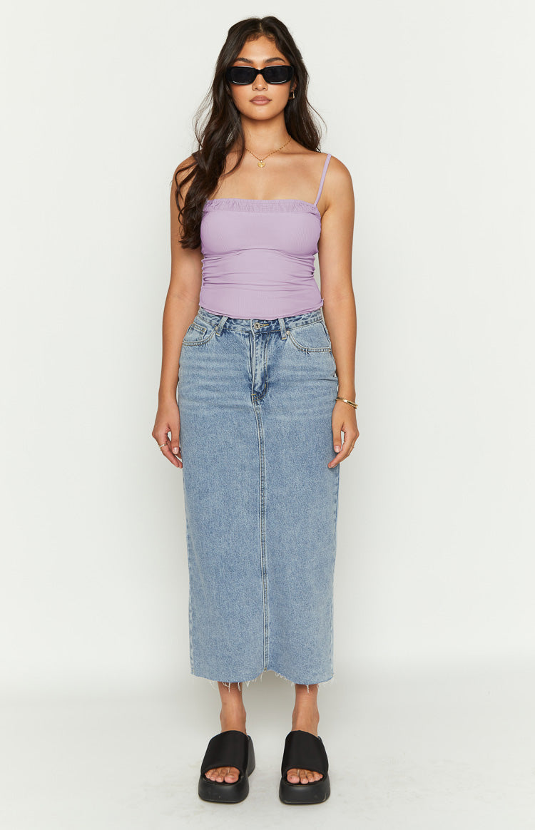 Isla Blue Denim Midi Skirt Image