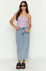 Isla Blue Denim Midi Skirt Image