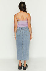 Isla Blue Denim Midi Skirt Image