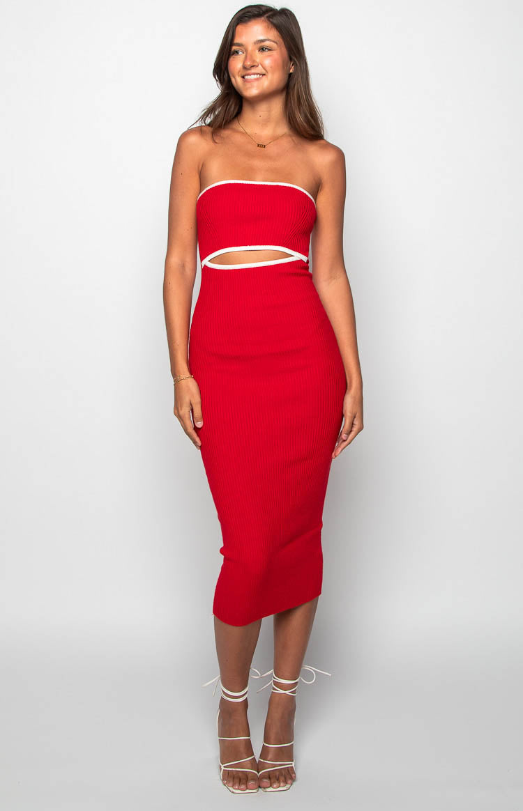 Isobel Red Midi Dress