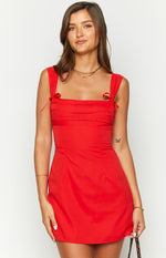 Layla Red Tie Back Mini Dress Image