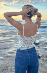 Ivory White Crochet Knit Top Image