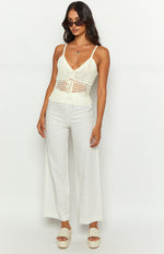 Ivory White Crochet Knit Top Image