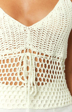 Ivory White Crochet Knit Top