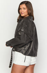 Jessica Anne PU Washed Black Jacket Image