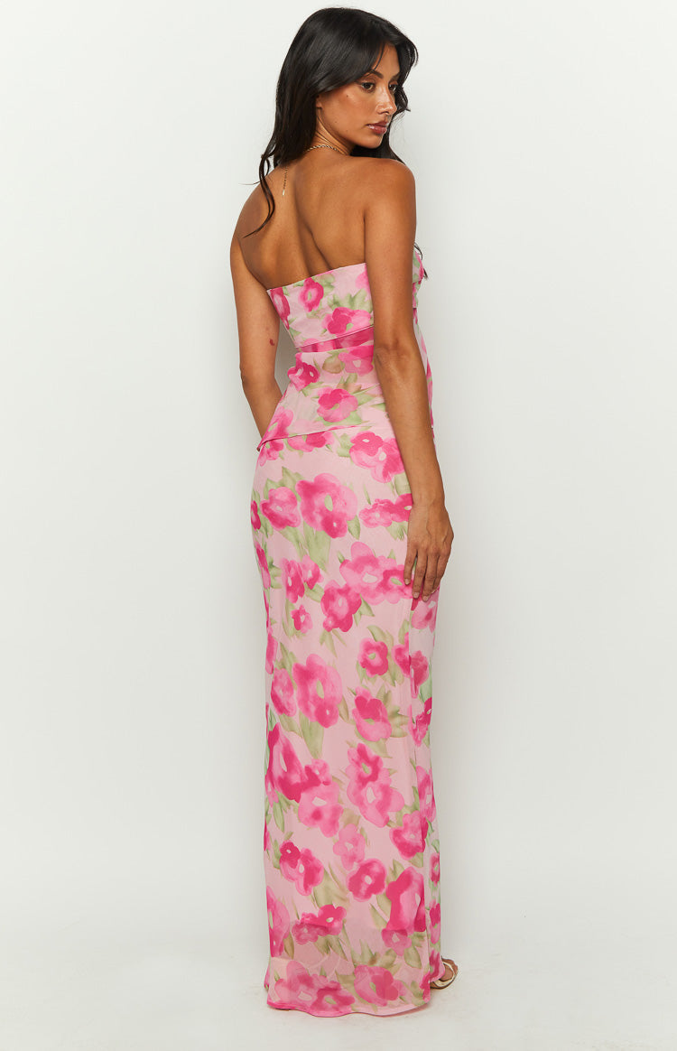 Jacqulin Pink Floral Print Maxi Skirt Image