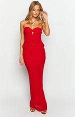 Jacqulin Red Strapless Top Image