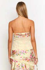 Jacqulin Yellow Bloom Strapless Top Image