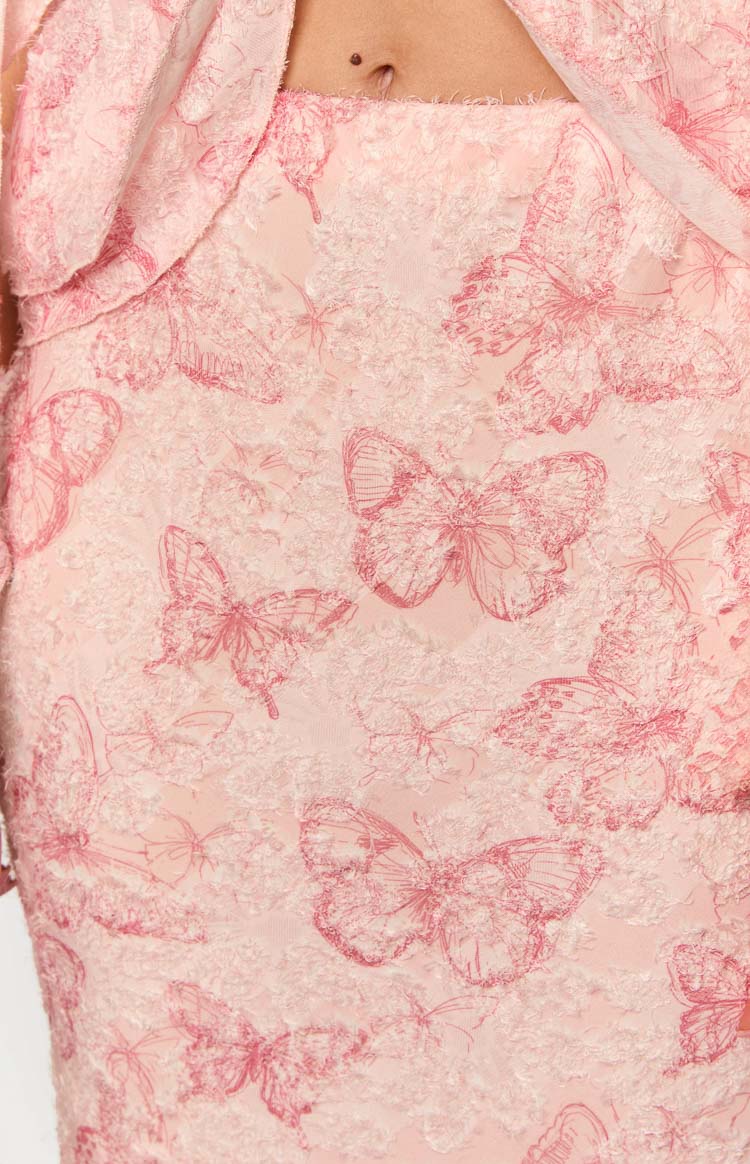 Jacqulin Pink Butterfly Maxi Skirt Image